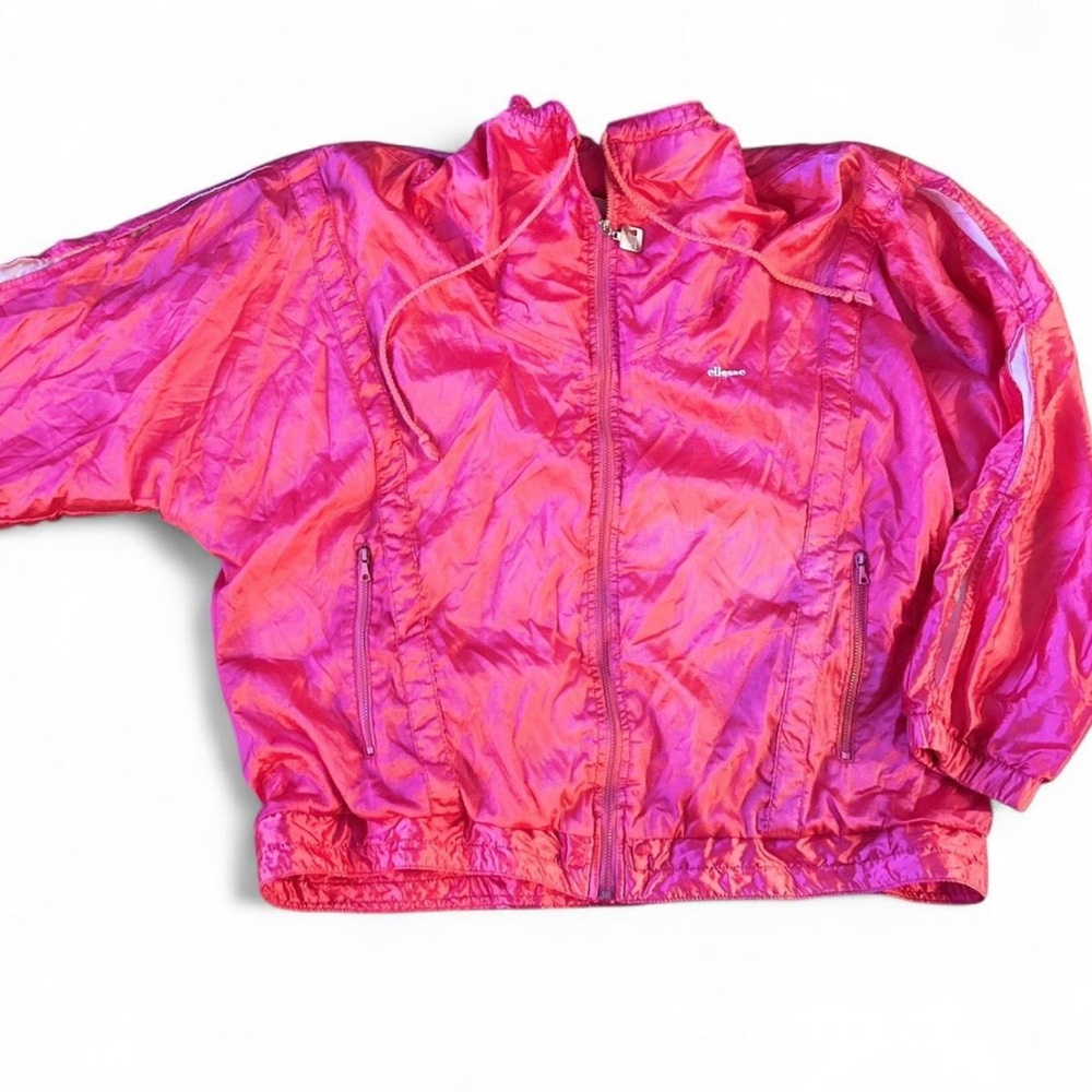 Vintage Ellesse Hot Pink Windbreaker Jacket 80s 90s Retro Streetwear